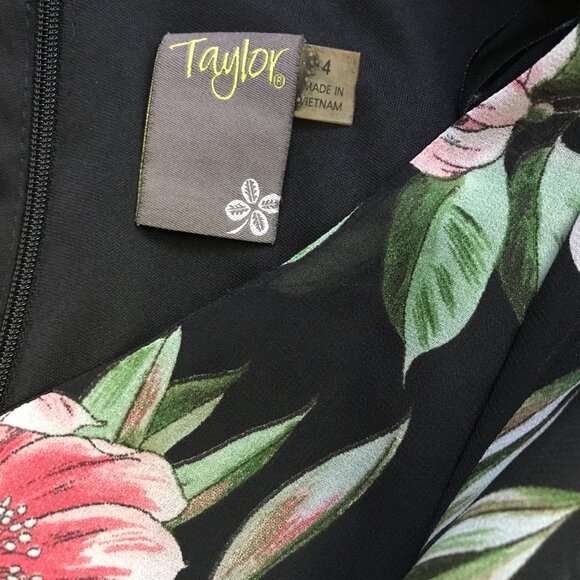 TAYLOR Floral Chiffon Asymmetrical Ruffle Dress Size 4 - Picture 8 of 8